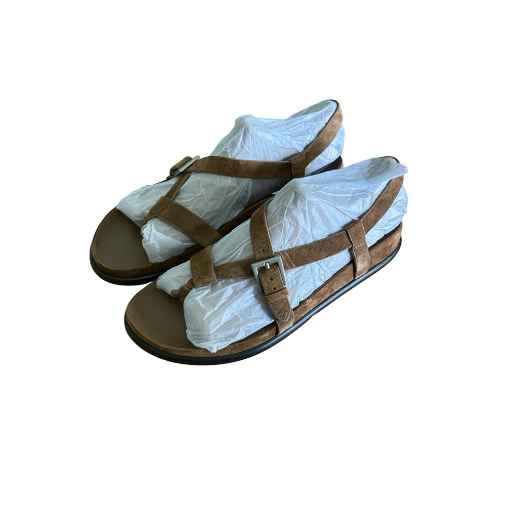 Vince Franca Strappy Sandals Womens 7 Brown Leather Suede Buckle Unworn - Picture 3 of 9